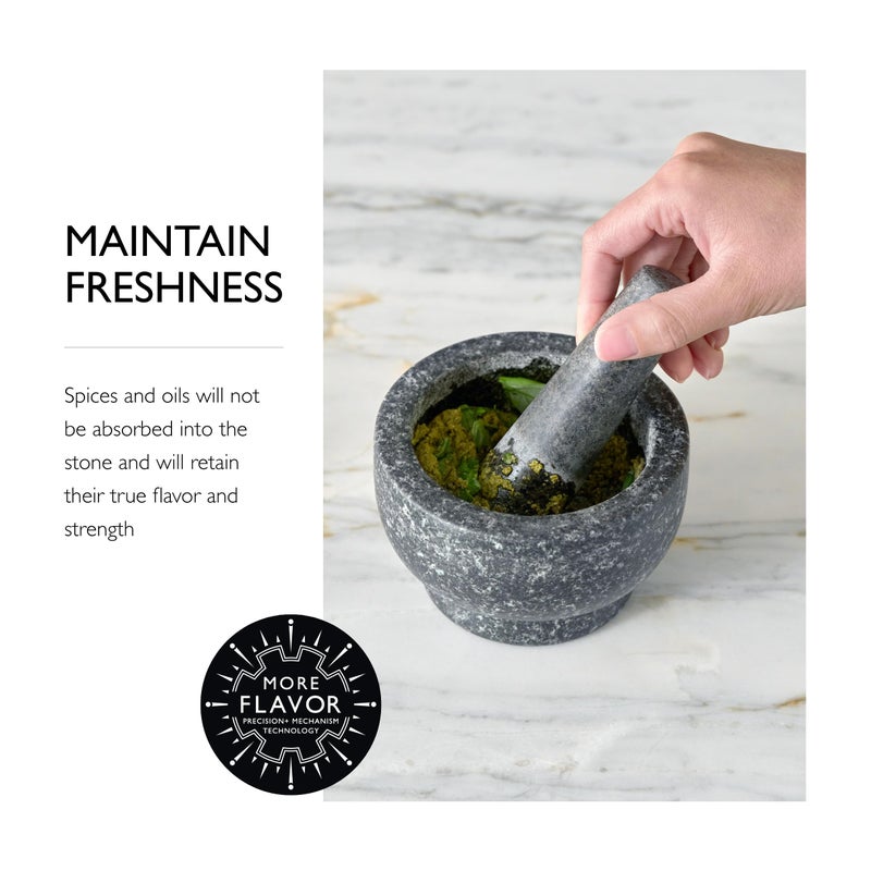 Cole & Mason Granite Mortar & Pestle - Unpolished Stone Mortar Bowl & Pestle - Home Kitchen Essentials & Cooking Accessories - Non-Porous Mortar & Pestle Spice Grinder Set - 5.5" - Image 4